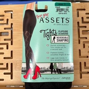 SPANX Size 3 Black Diamond Reversible Shaping Tights 5’3”-5’11” 155-180 Pounds